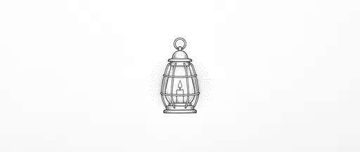 Vintage Lantern Black Fineliner Illustration