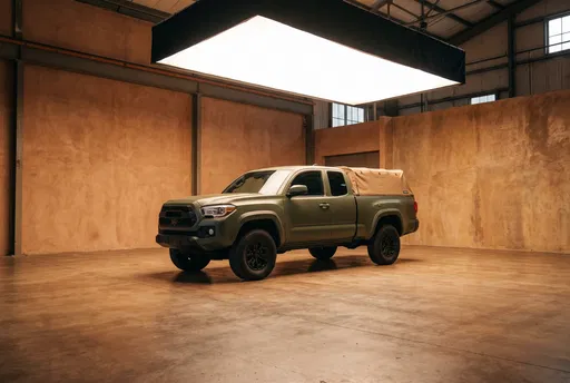 Olive Pickup Truck With Canvas Topper