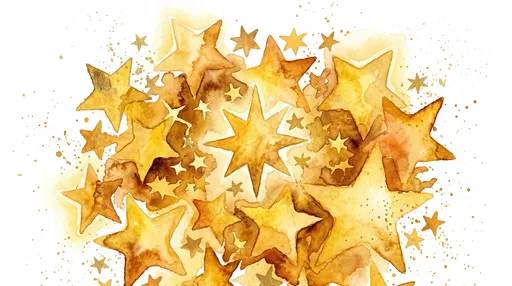 Golden Watercolor Stars Cluster Illustration