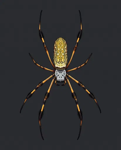 Symmetrical Golden Silk Orb-Weaver Spider Illustration