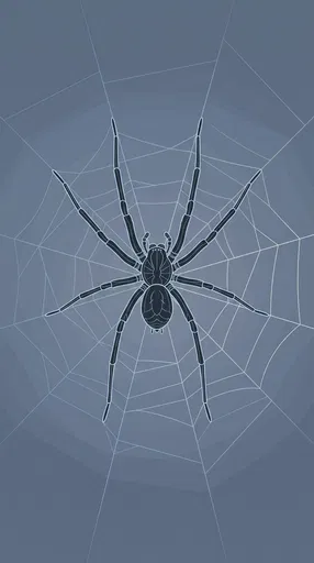 Minimalist Graphic Spider on Geometric Web