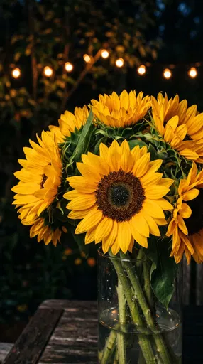 Sunflower Bouquet in Evening Garden