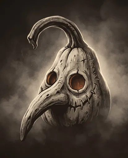 Eerie Plague Doctor Pumpkin Illustration