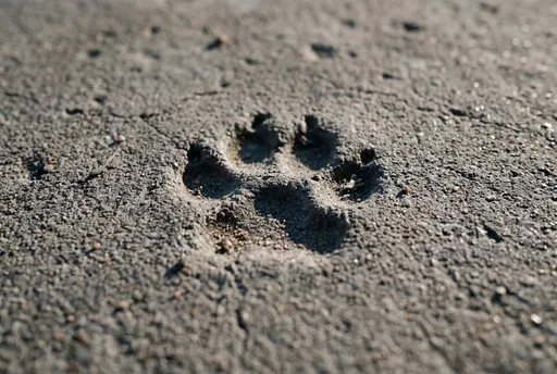 Animal Paw Print in Gray Concrete