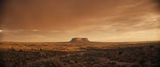 Desert Mesa at Golden Hour Sunset