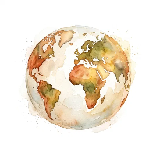 Warm Watercolor Planet Earth Illustration