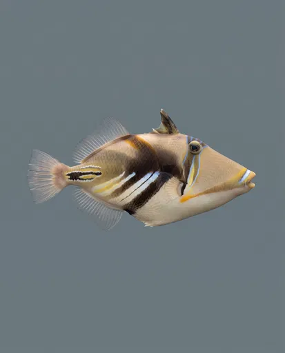 Reef Triggerfish Specimen on Grey Background