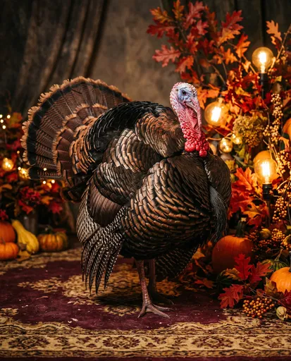 Festive Bronze Turkey Autumn Studio Portrait