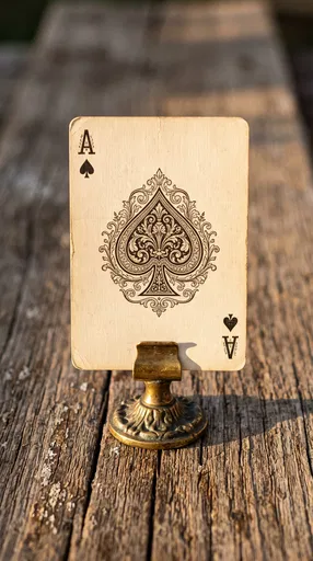 Vintage Ace of Spades in Brass Stand