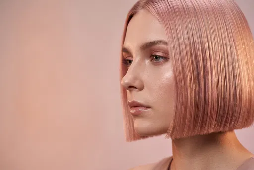Woman With Pastel Rose Gold Bob