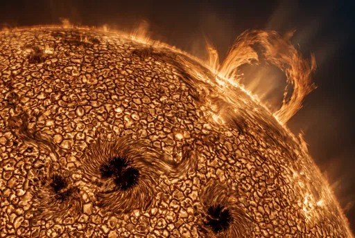 Close-Up of Sun Surface and Prominence