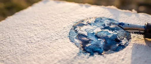 Fountain Pen and Blue Ink Earth Drawing