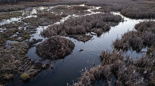 Aerial View of Muskrat and Lodge