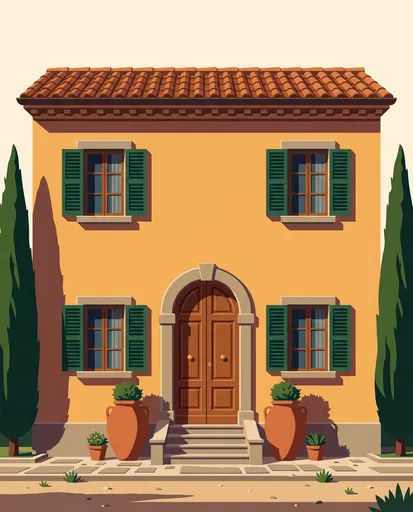 Classic Tuscan House Facade Illustration