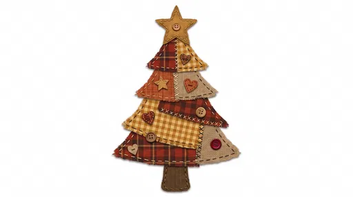 Rustic Patchwork Fabric Christmas Tree Clipart