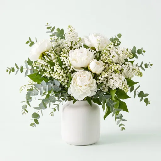 White Peony and Lilac Floral Bouquet