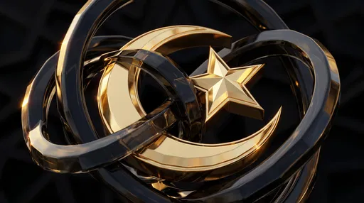 Gold Islamic Crescent and Star with Rings