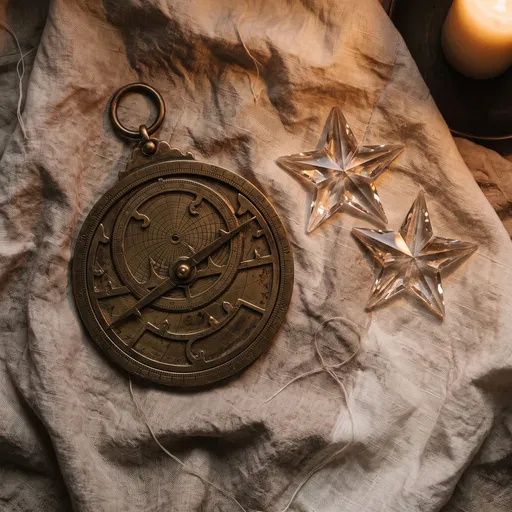Antique Brass Astrolabe and Crystal Stars