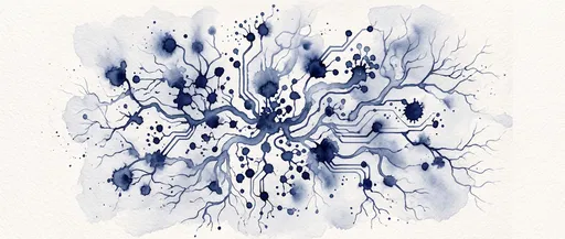 Indigo Watercolor Organic Circuit Network