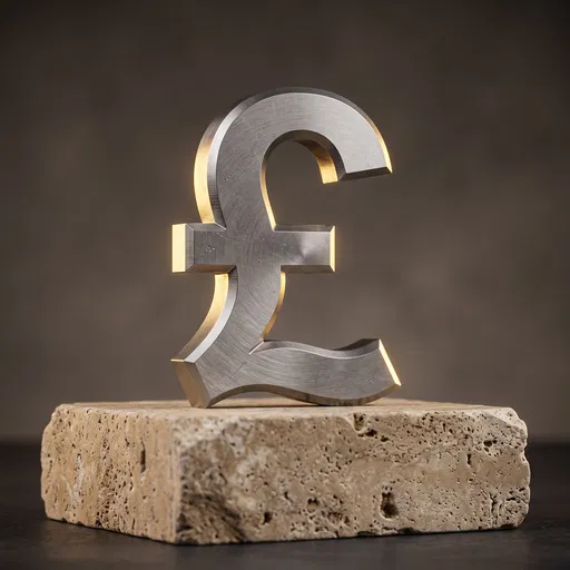 Brushed Metal Pound Symbol on Stone