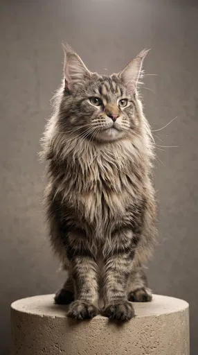 Majestic Maine Coon Cat on Pedestal