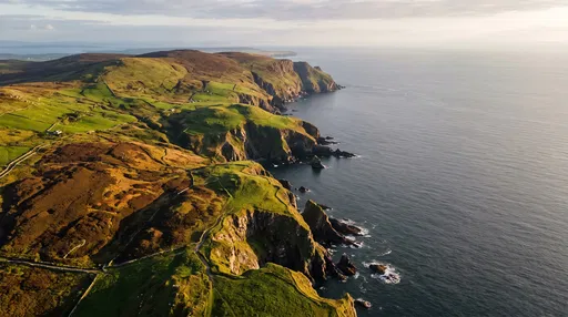 Aerial View of Rugged Irish Coastal Cliffs