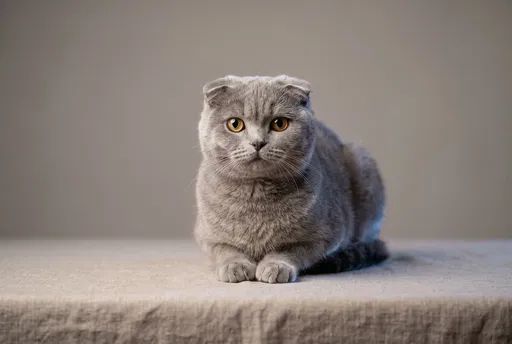 Gray Scottish Fold Cat Studio Portrait