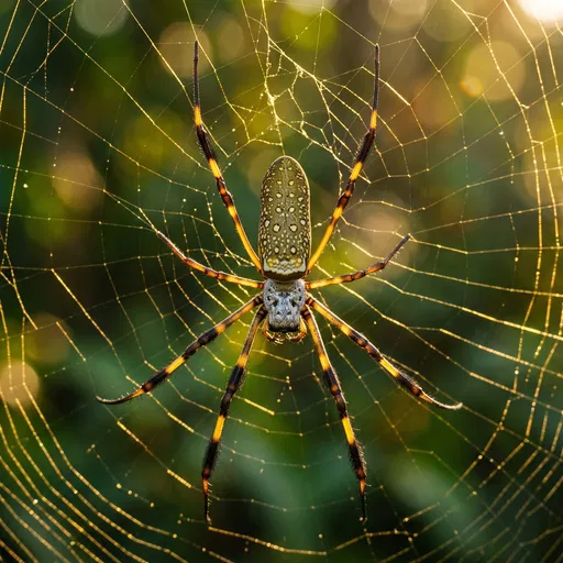 Golden Silk Orb-Weaver Spider on Web