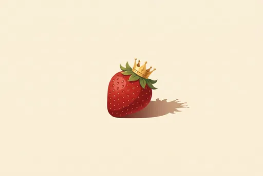 Minimalist Strawberry Wearing Golden Crown