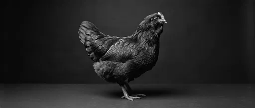 Black Ameraucana Hen Studio Portrait
