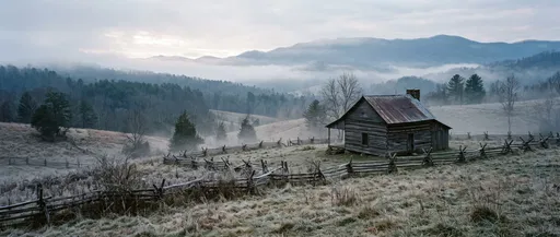 Rustic Cabin in Misty Mountain Foothills