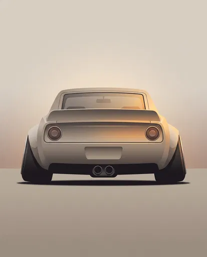 Minimalist Vintage Stance Car Rear Illustration