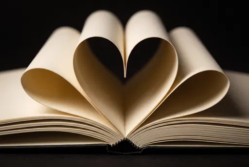 Blank Book Pages Forming a Heart Shape