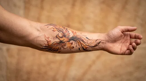 Watercolor Phoenix Forearm Tattoo