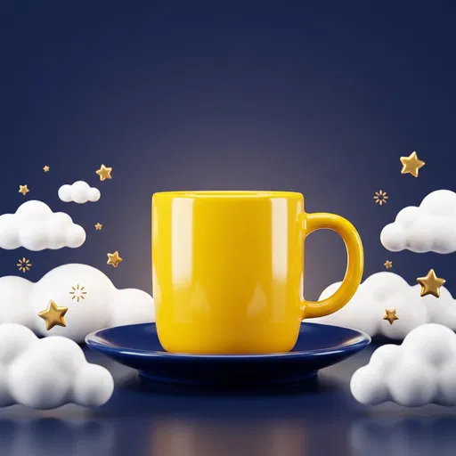 Yellow Coffee Mug With Clouds and Stars