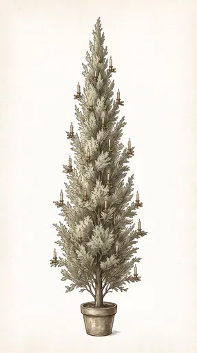 Vintage Botanical Cypress Christmas Tree Clipart