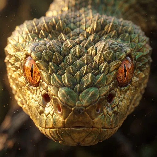 Golden Viper Face Close-Up