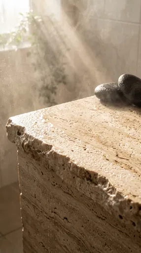 Wet Travertine Stone Spa Countertop
