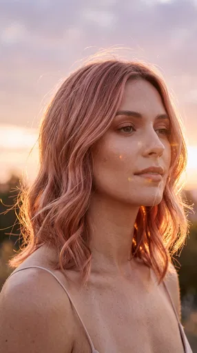 Woman With Rose Gold Wavy Bob