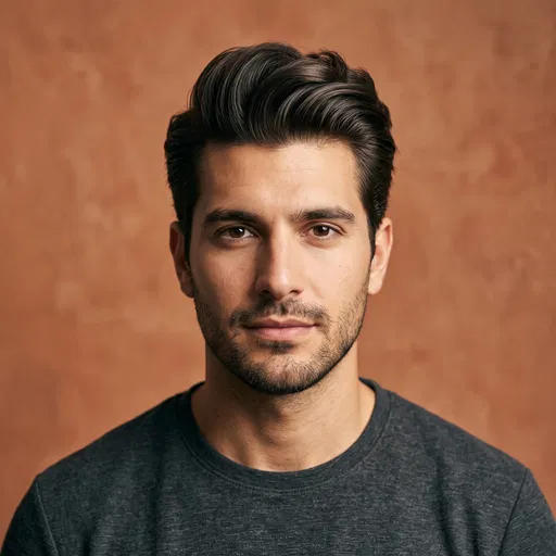 Man With Quiff Hairstyle Studio Portrait