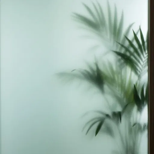 Palm Fronds Behind Frosted Glass