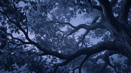 Blue Hour Oak Tree Canopy