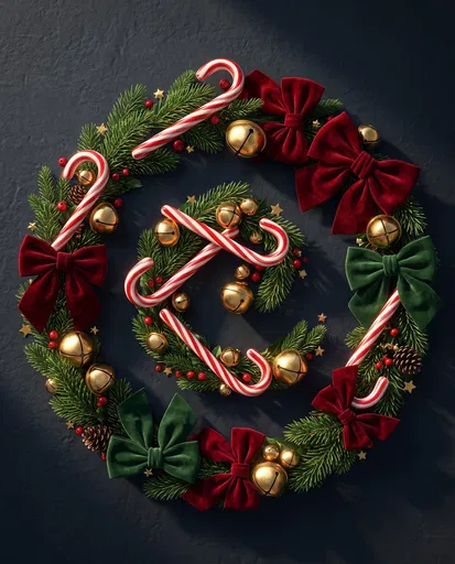 Festive Christmas Wreath Spiral Flat Lay