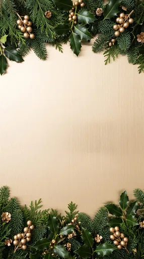 Holiday Evergreen and Gold Berry Border