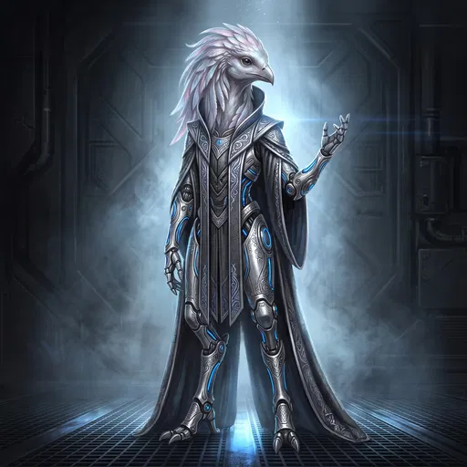 Cybernetic Avian Alien Diplomat Concept Art