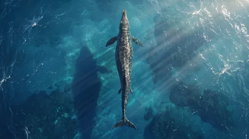 Aerial View of Prehistoric Basilosaurus in Ocean