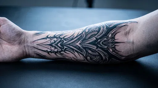 Ornamental Blackwork Forearm Tattoo Close-Up