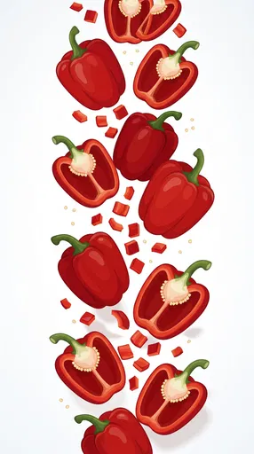 Cascading Red Bell Peppers Illustration