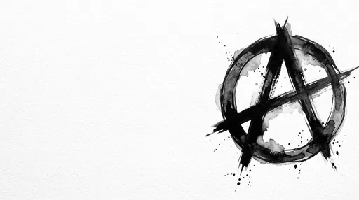 Black Watercolor Anarchy Symbol on Paper