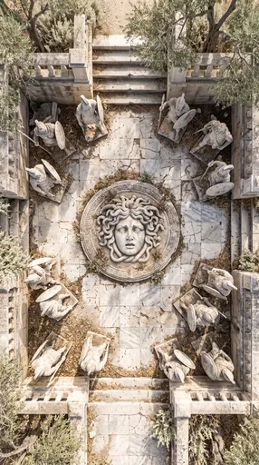 Overhead View of Ancient Medusa Courtyard